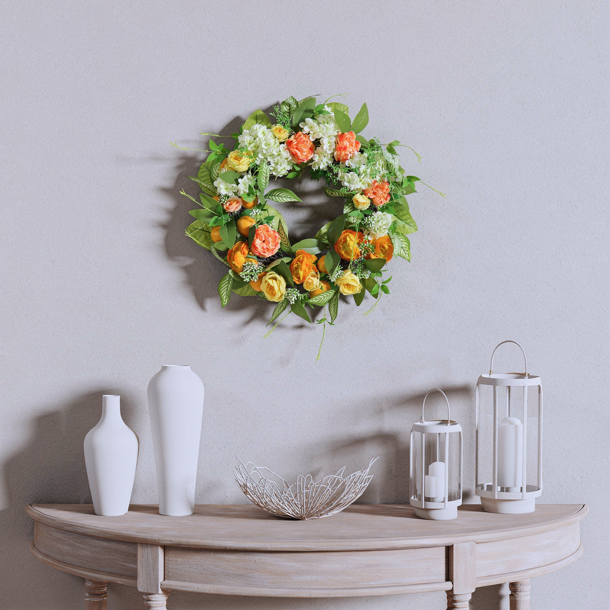 Lemon and Hydrangea Wreath, 61 cm