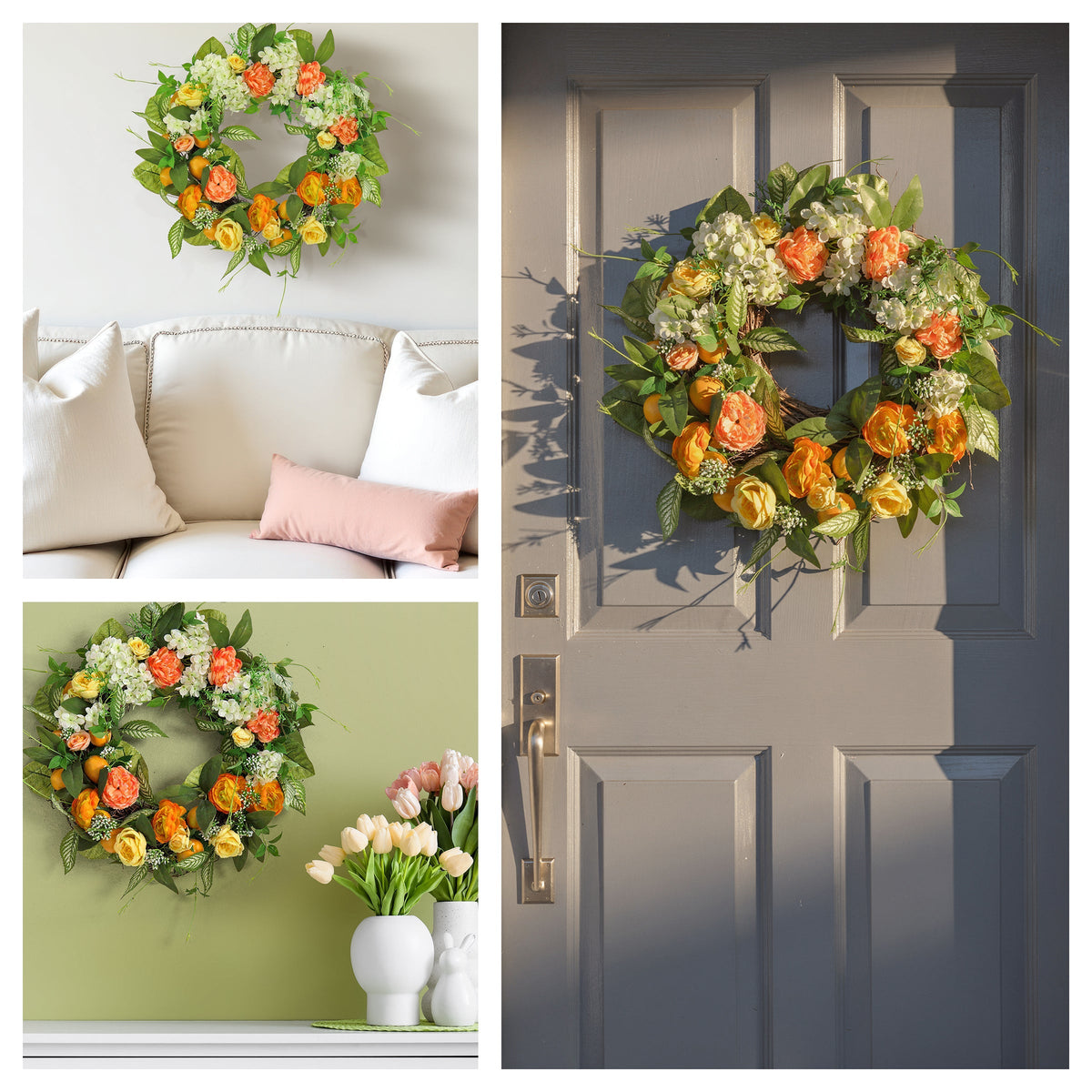 Lemon and Hydrangea Wreath, 61 cm