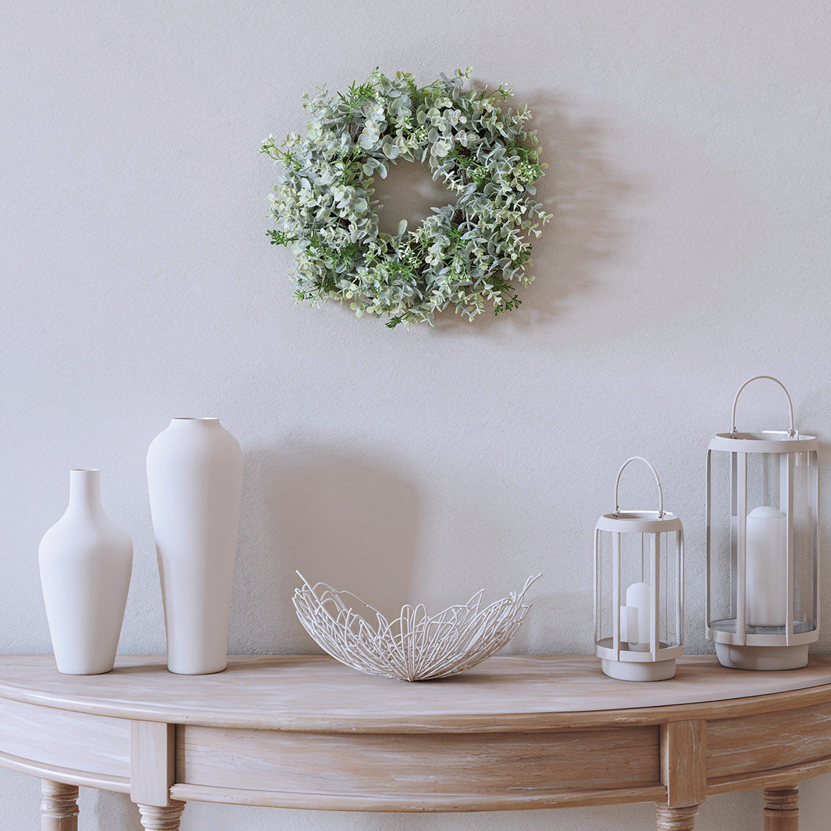 Eucalyptus Table Wreath on Woven Branch Base, 36 cm