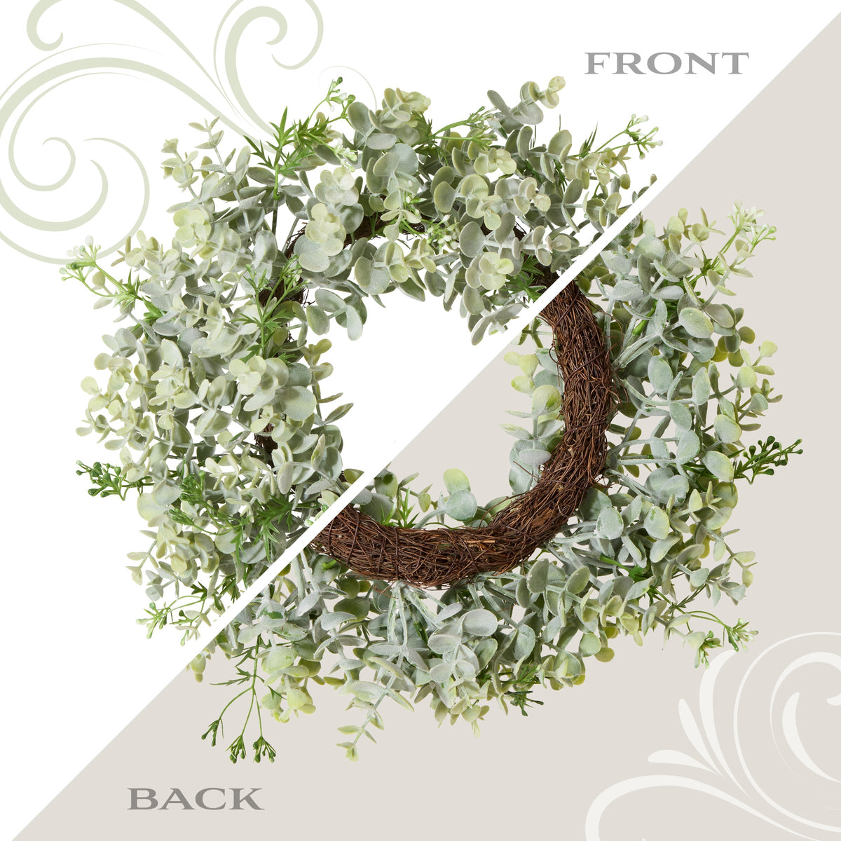 Eucalyptus Table Wreath on Woven Branch Base, 36 cm