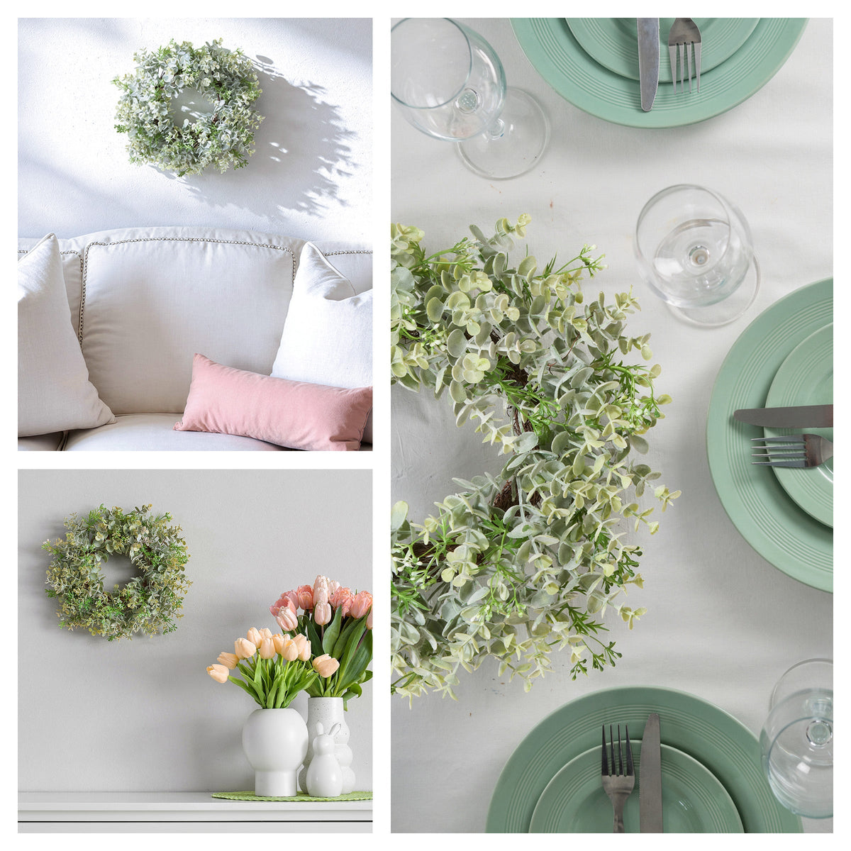 Eucalyptus Table Wreath on Woven Branch Base, 36 cm