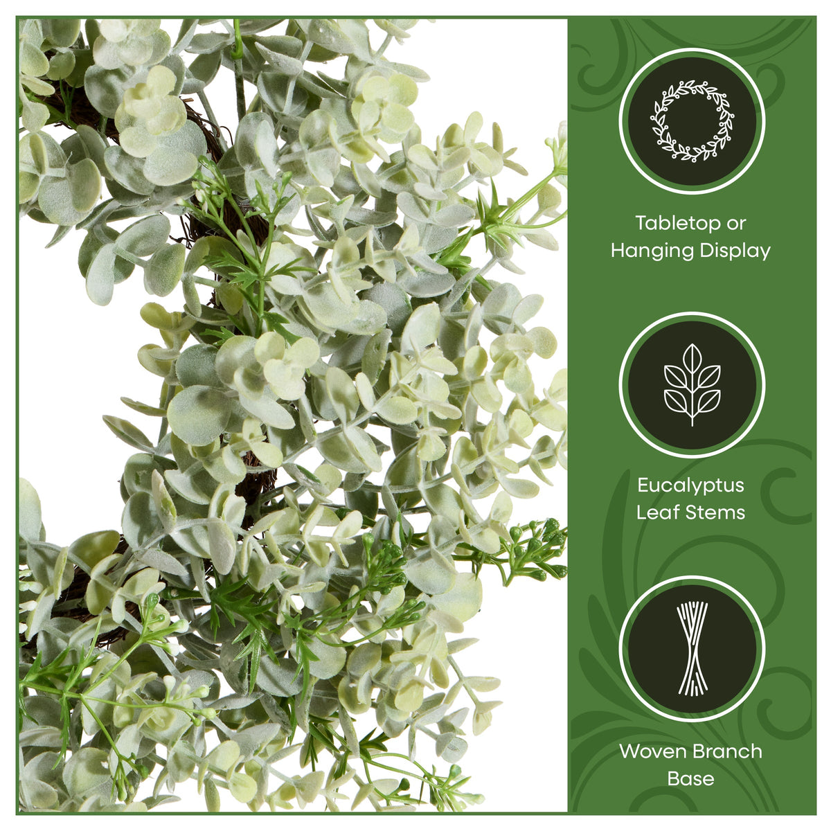 Eucalyptus Table Wreath on Woven Branch Base, 36 cm