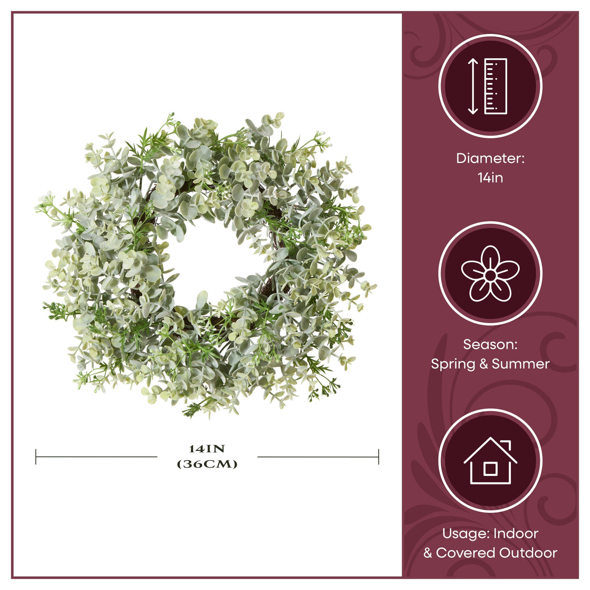 Eucalyptus Table Wreath on Woven Branch Base, 36 cm