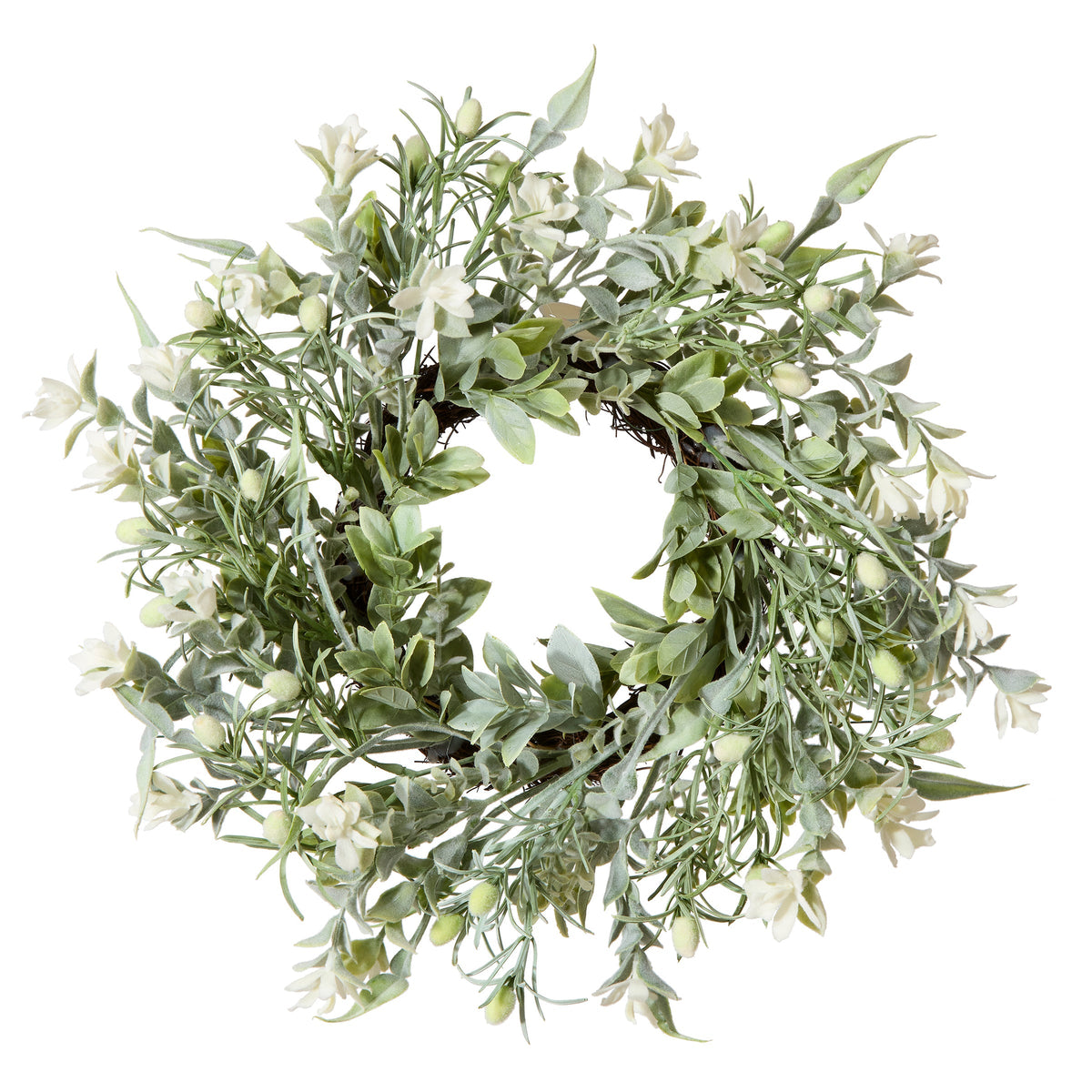 Table Wreath with Leafy Stems and Petite Flowers, 36 cm