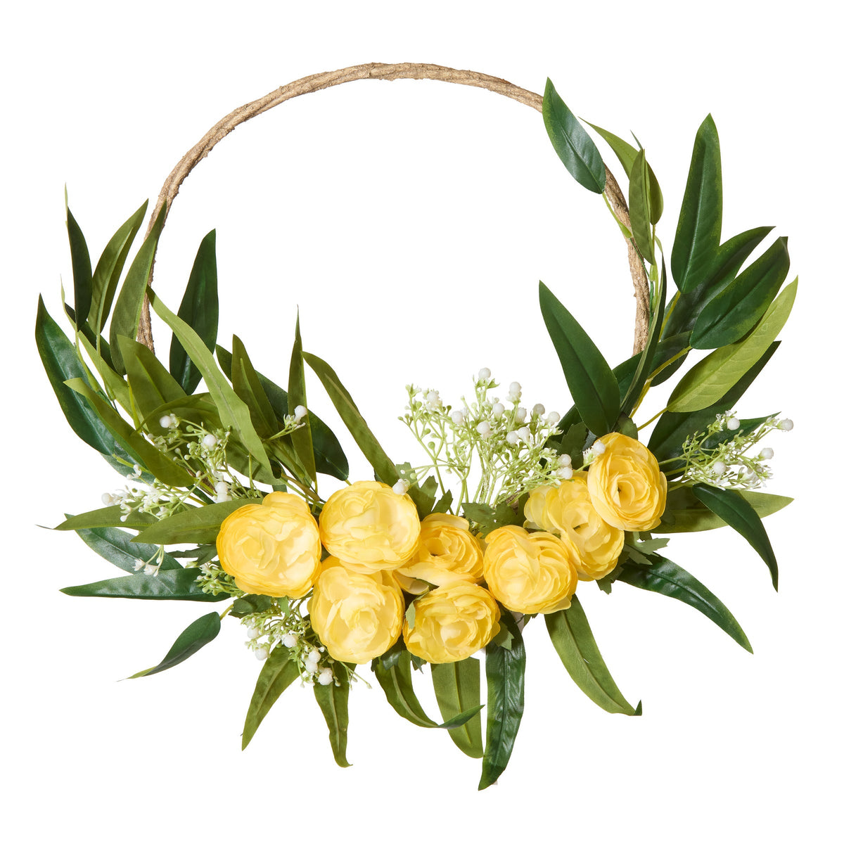 Coroa de argola de botão de ouro com hálito de bebê, 41 cm