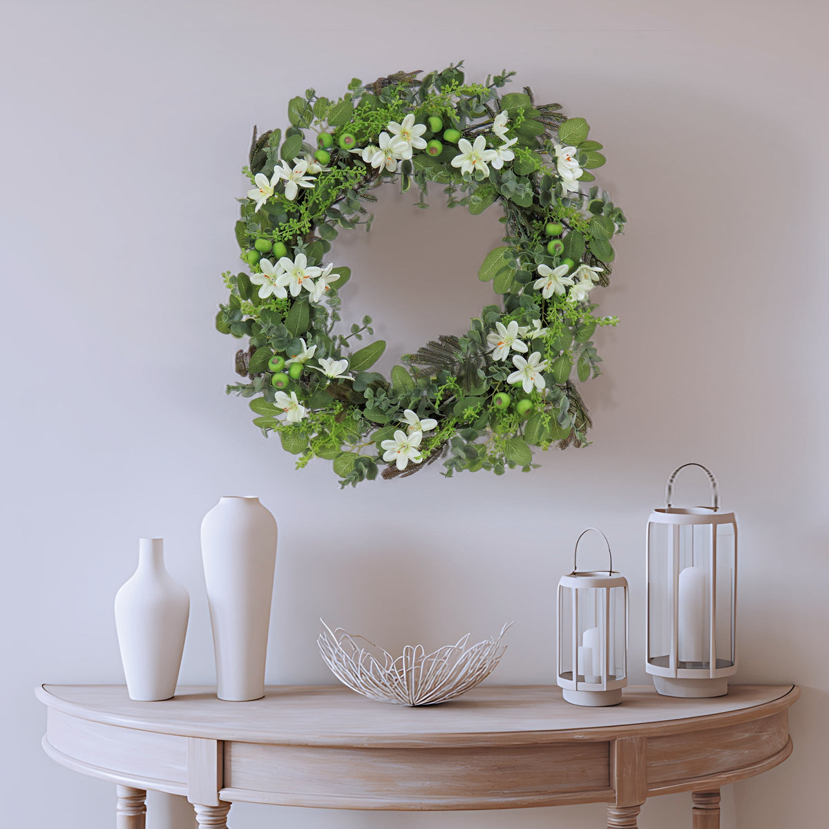 Mixed Flower Wreath with Flowing Stems, 61 cm