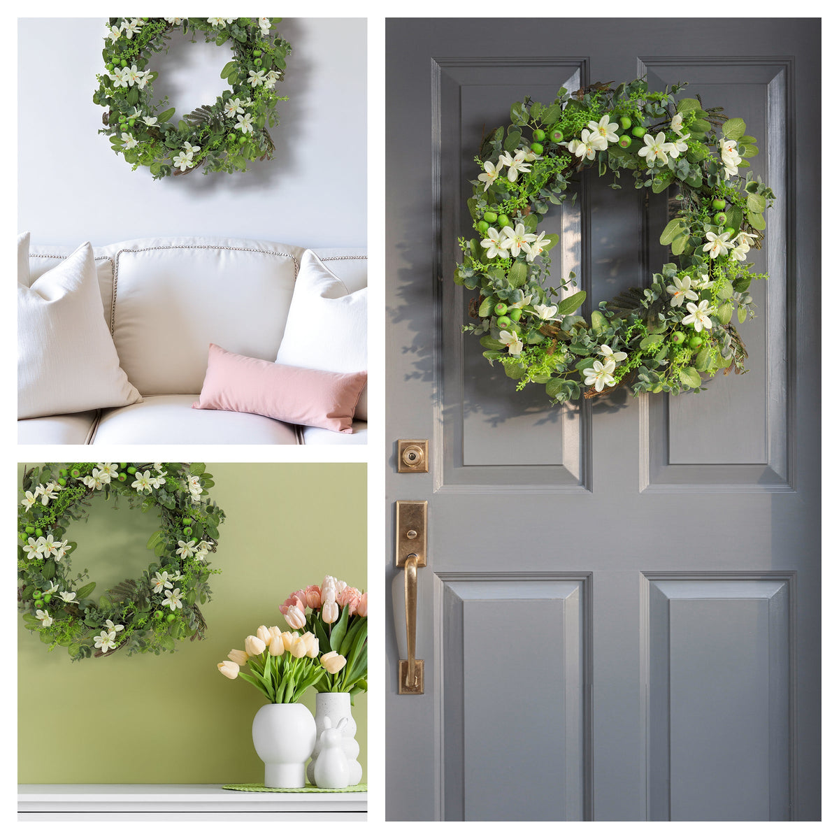 Mixed Flower Wreath with Flowing Stems, 61 cm