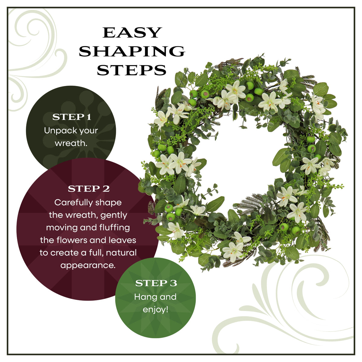 Mixed Flower Wreath with Flowing Stems, 61 cm