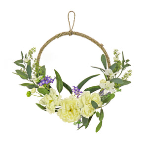Peony Hoop Wreath with Mini Blossoms, 46 cm