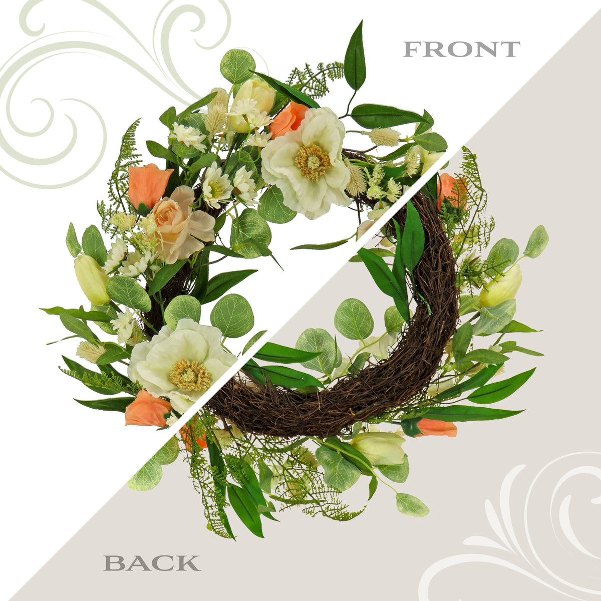 Tulip, Poppy and Buttercup Wreath, 56 cm