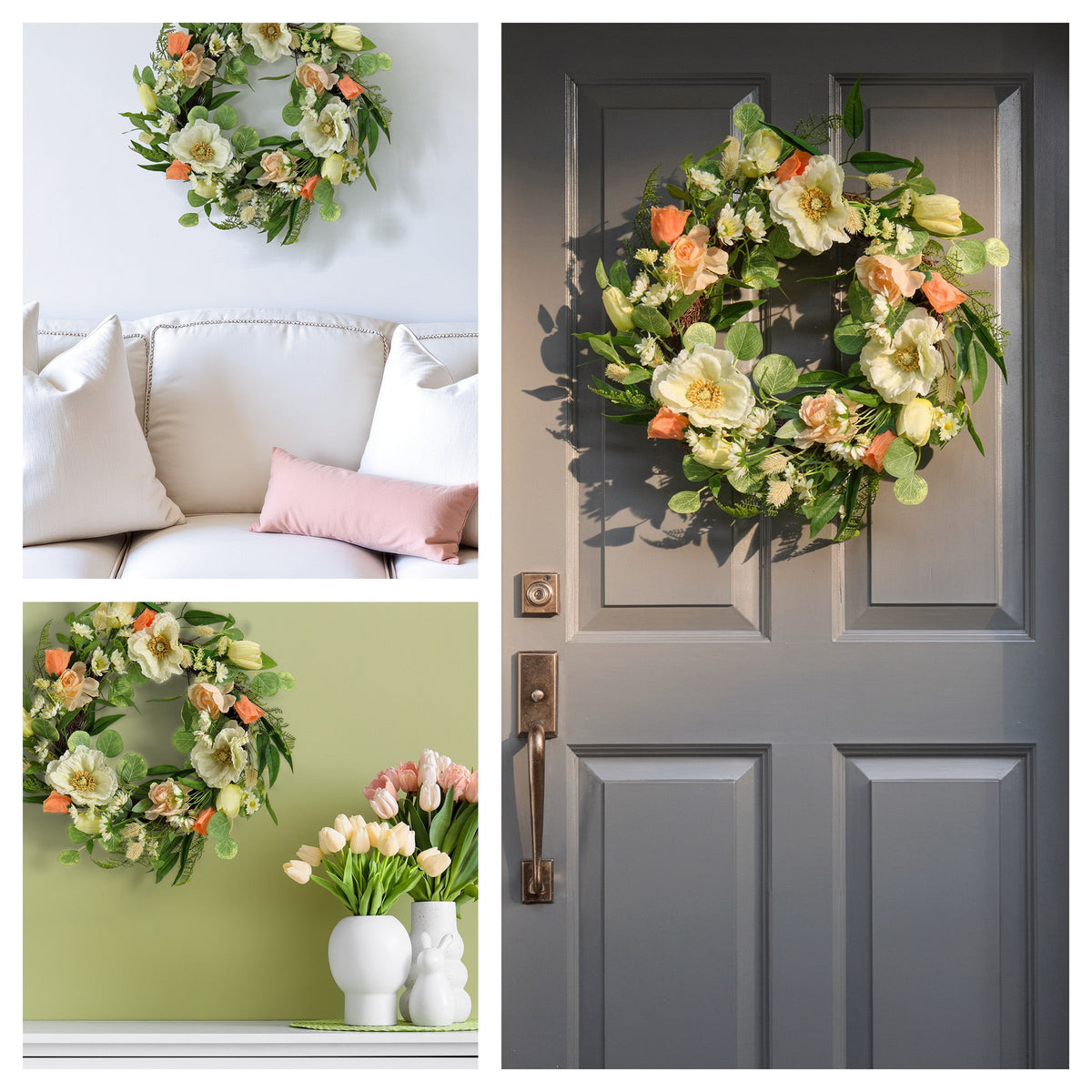 Tulip, Poppy and Buttercup Wreath, 56 cm