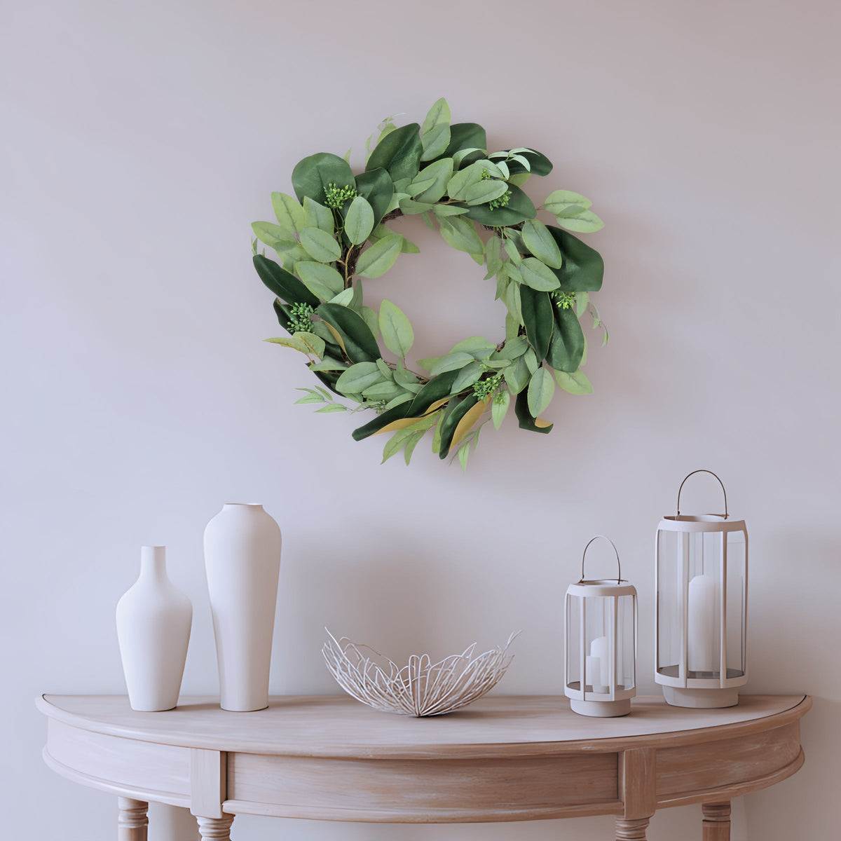 Eucalyptus and Magnolia Leaf Wreath, 56 cm