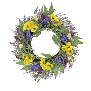 Pansy and Lavender Wreath, 56 cm