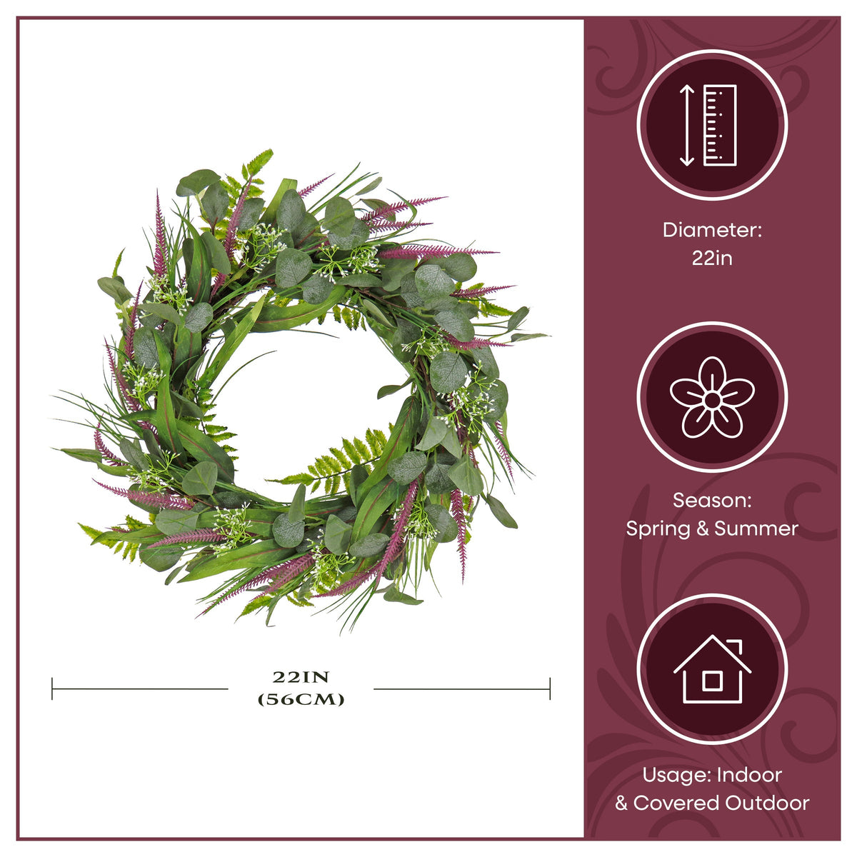 Lavender and Eucalyptus Wreath, 56 cm
