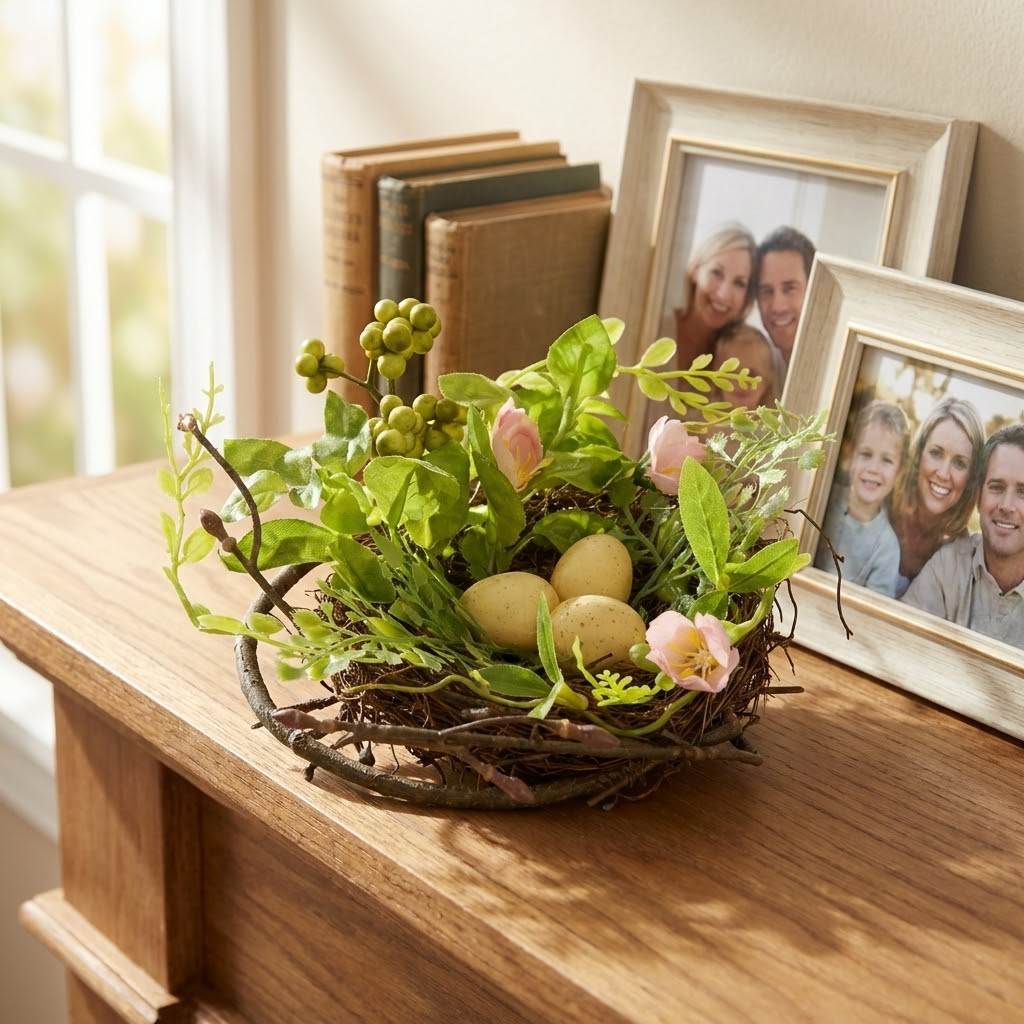 Blossom Bird's Nest with Easter Eggs, 15 cm