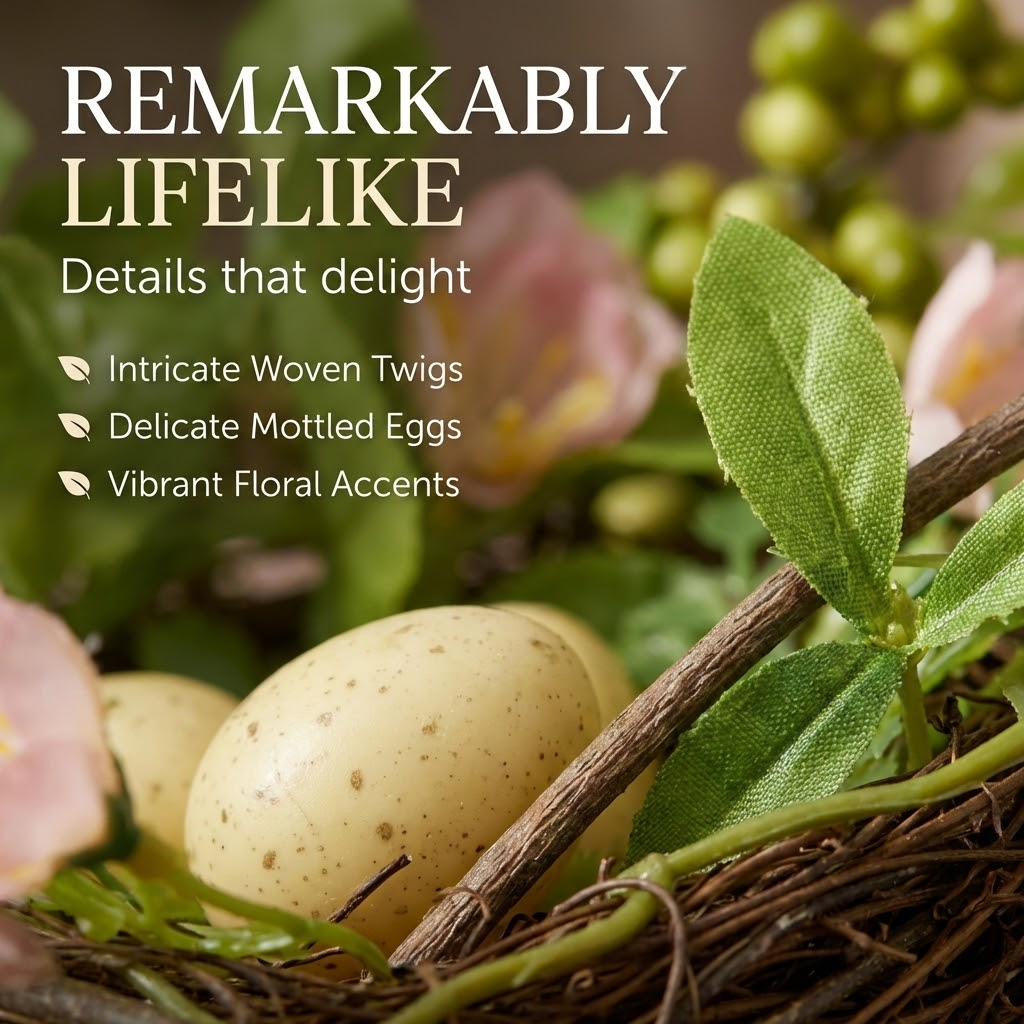 Blossom Bird's Nest with Easter Eggs, 15 cm