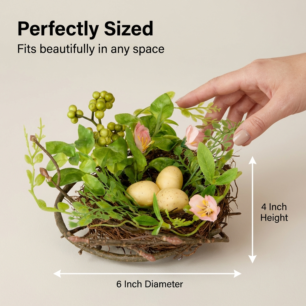 Blossom Bird's Nest with Easter Eggs, 15 cm