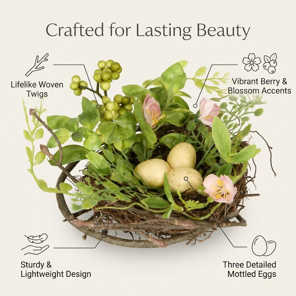 Blossom Bird's Nest with Easter Eggs, 15 cm