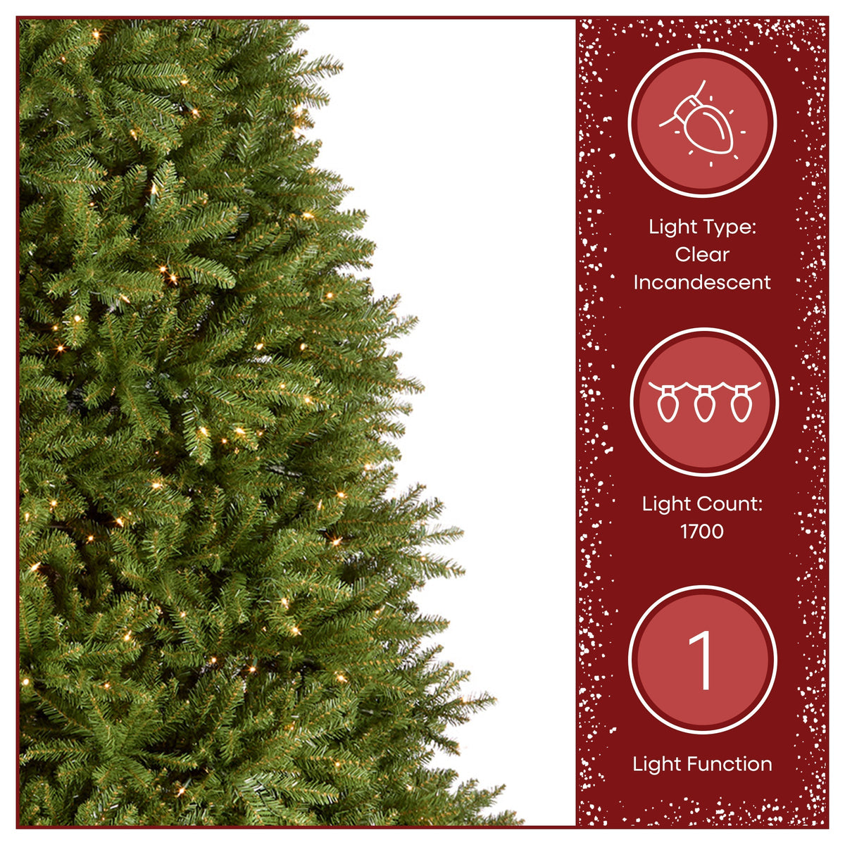 14ft Pre Lit Dunhill Fir Hinged Christmas Tree, Clear Lights