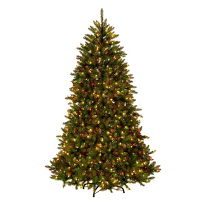 6.5ft Pre Lit Dunhill Fir Christmas Tree, 950 Multicolour and Clear Lights