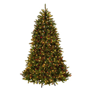 7.5ft Pre Lit Dunhill Fir Christmas Tree, 1,200 Multicolour and Clear Lights