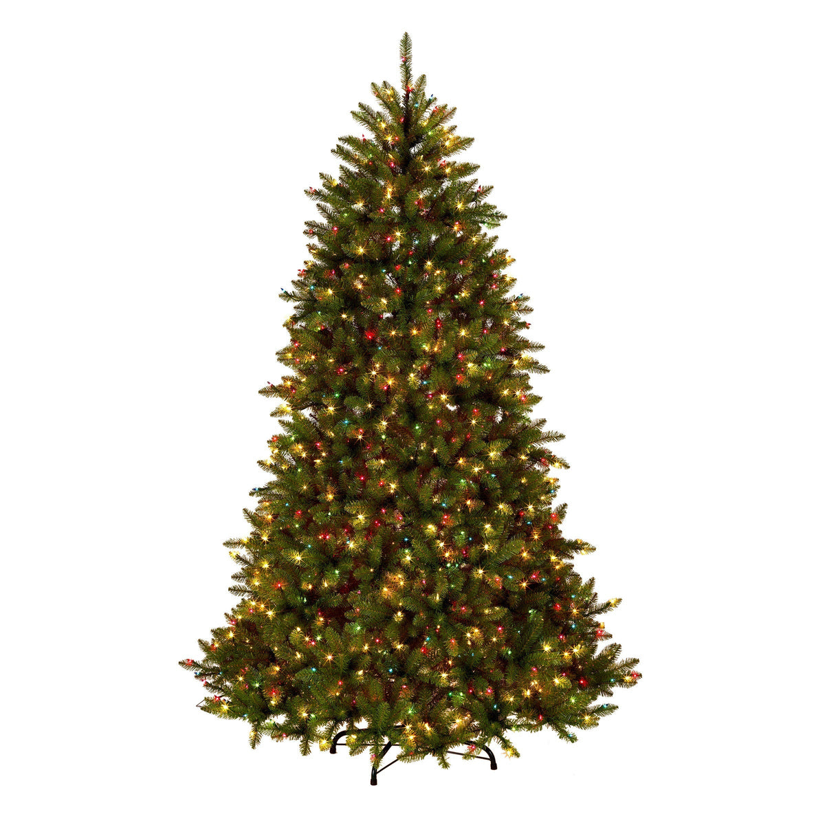 9ft Pre Lit Dunhill Fir Christmas Tree, 1,800 Multicolour and Clear Lights