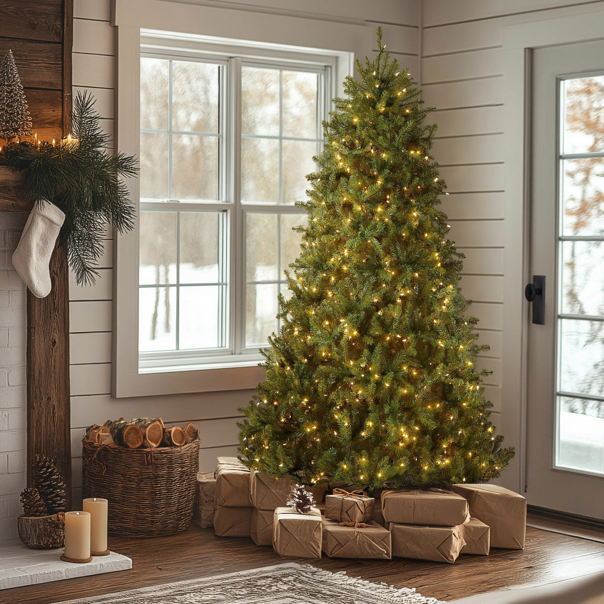 6.5ft Pre Lit Full Fir Christmas Tree, Clear Lights