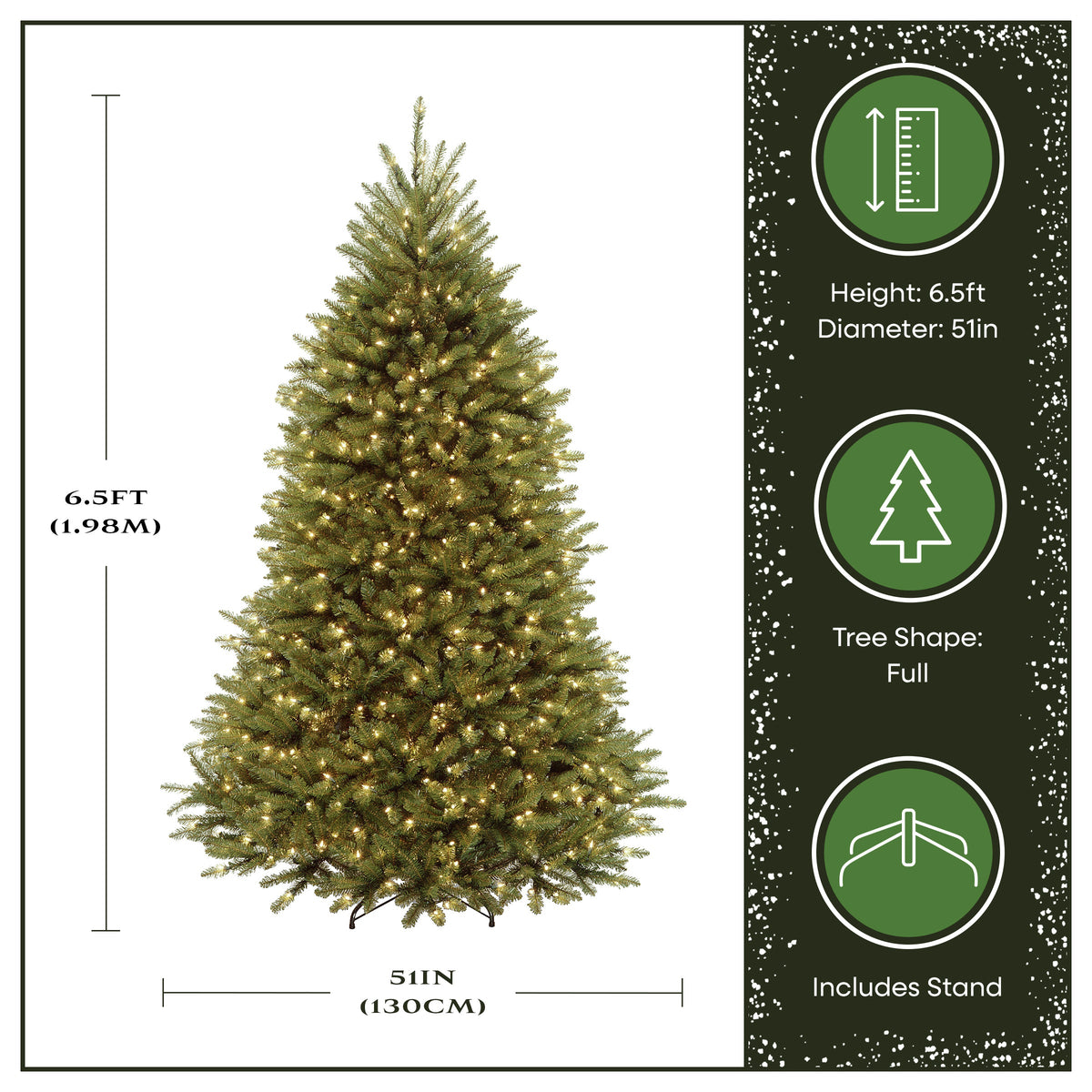 6.5ft Pre Lit Full Fir Christmas Tree, Clear Lights