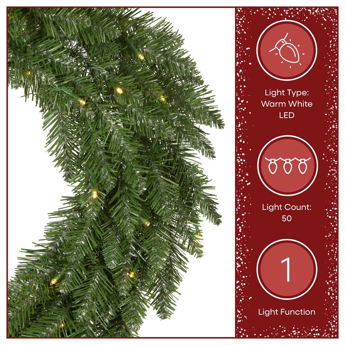 61 cm Pre Lit Shimmer Fir Christmas Wreath, Warm White LED