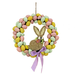 Easter Bunny Wreath with Pastel Eggs, 41 cm