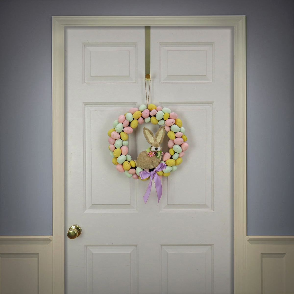 Easter Bunny Wreath with Pastel Eggs, 41 cm