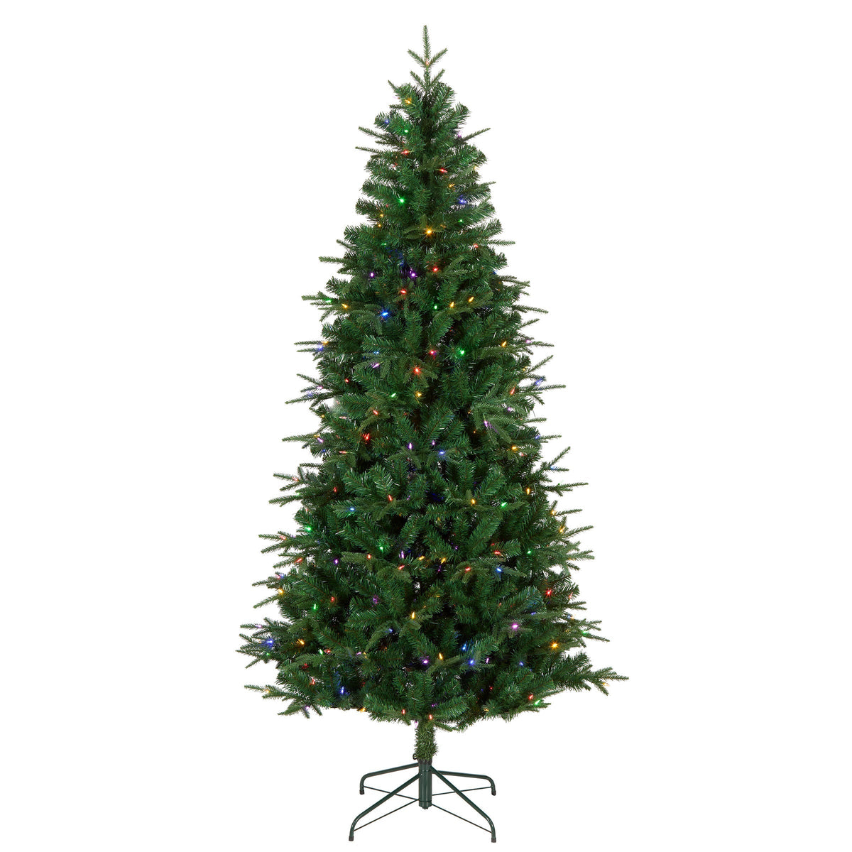 6.5ft Pre Lit Natural Fir Christmas Tree, Dual Colour Multifunction LEDs