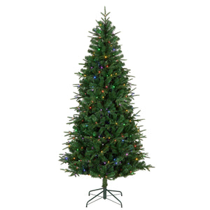 6.5ft Pre Lit Natural Fir Christmas Tree, Dual Colour Multifunction LEDs