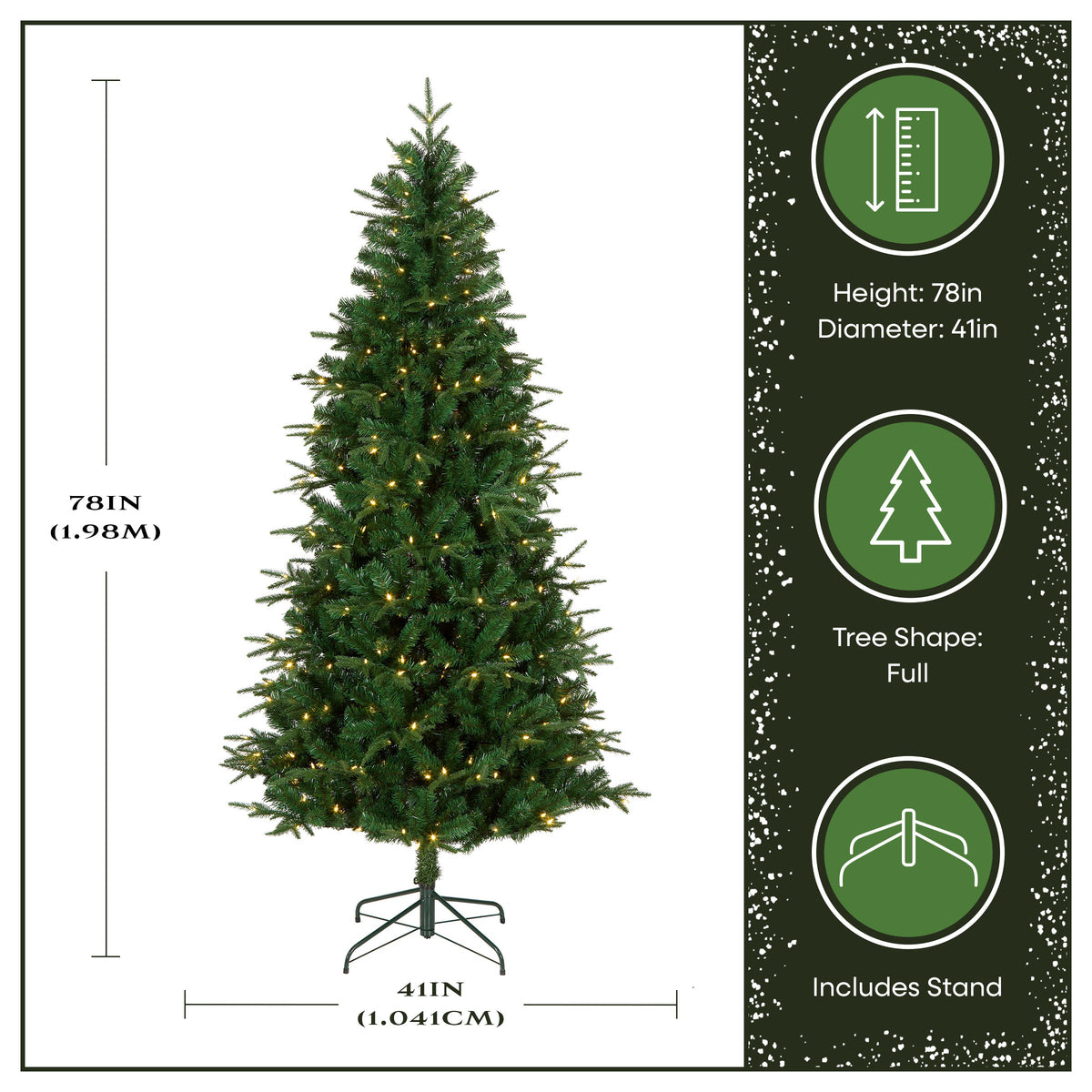 6.5ft Pre Lit Natural Fir Christmas Tree, Dual Colour Multifunction LEDs