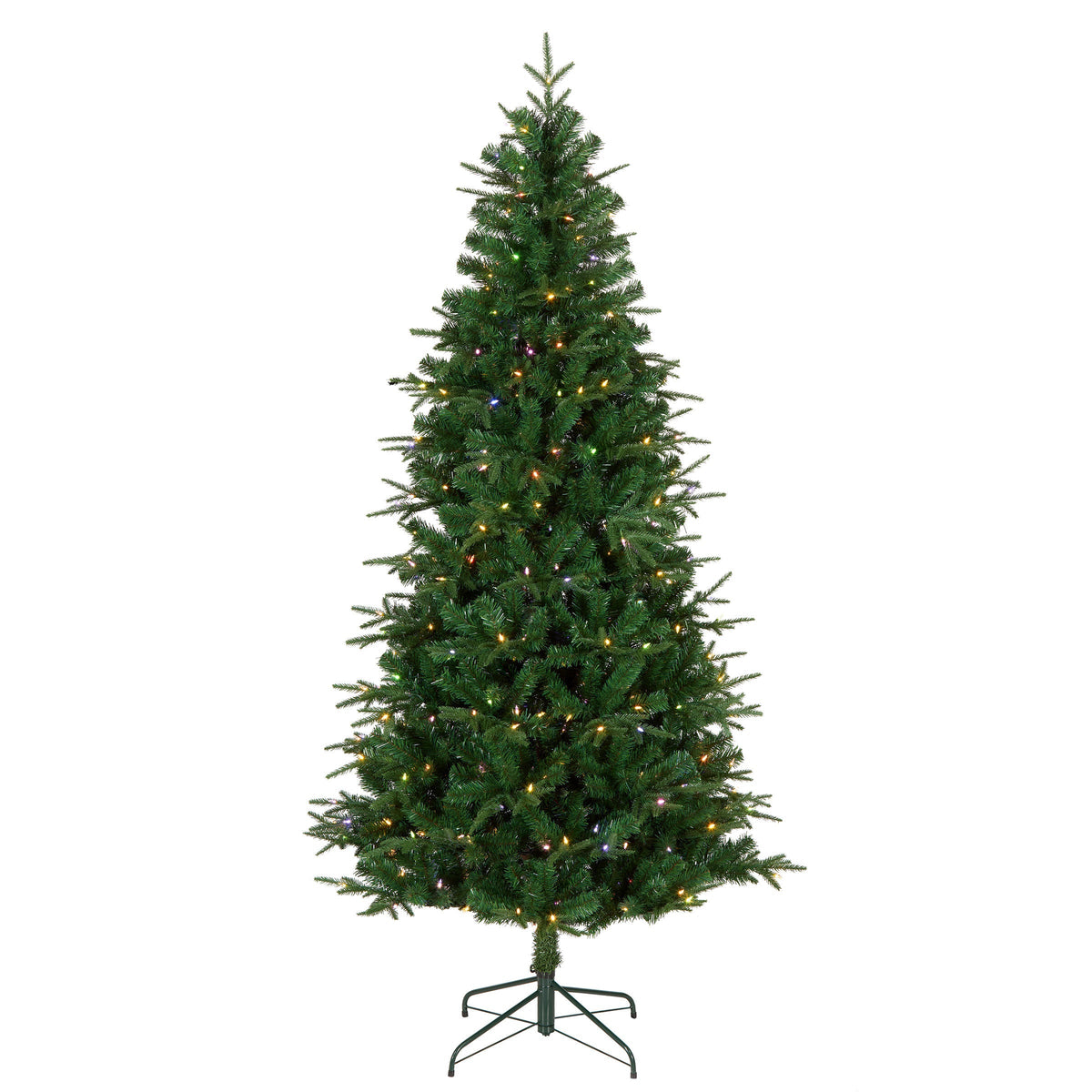 Árbol de Navidad de abeto natural preiluminado de 7,5 pies, LED multifunción de dos colores