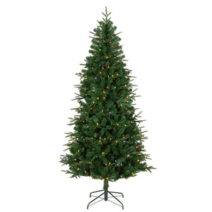 Árbol de Navidad de abeto natural preiluminado de 7,5 pies, LED multifunción de dos colores