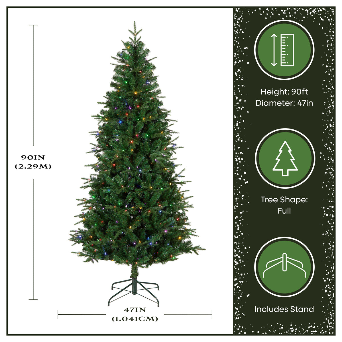 Árbol de Navidad de abeto natural preiluminado de 7,5 pies, LED multifunción de dos colores