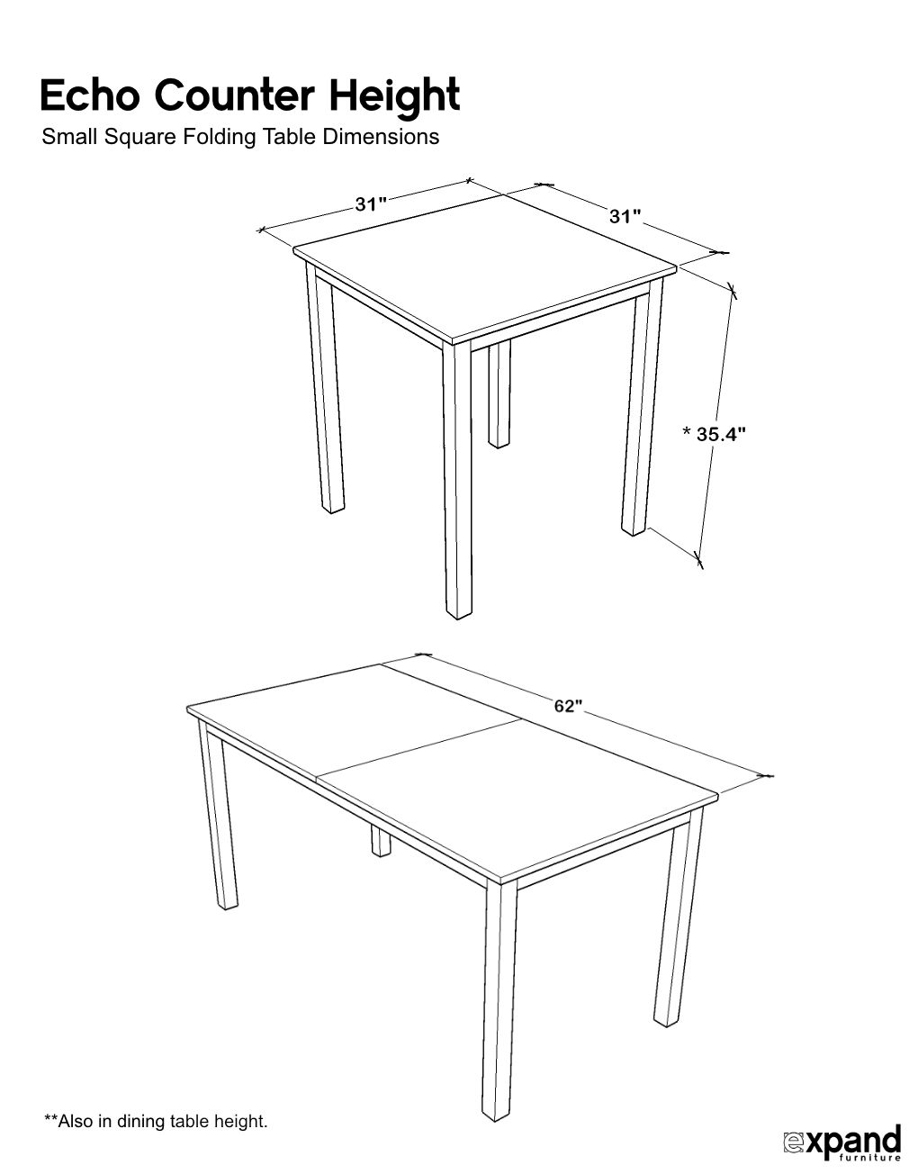 Bar Height Flip Kitchen Table, Doubles in Size