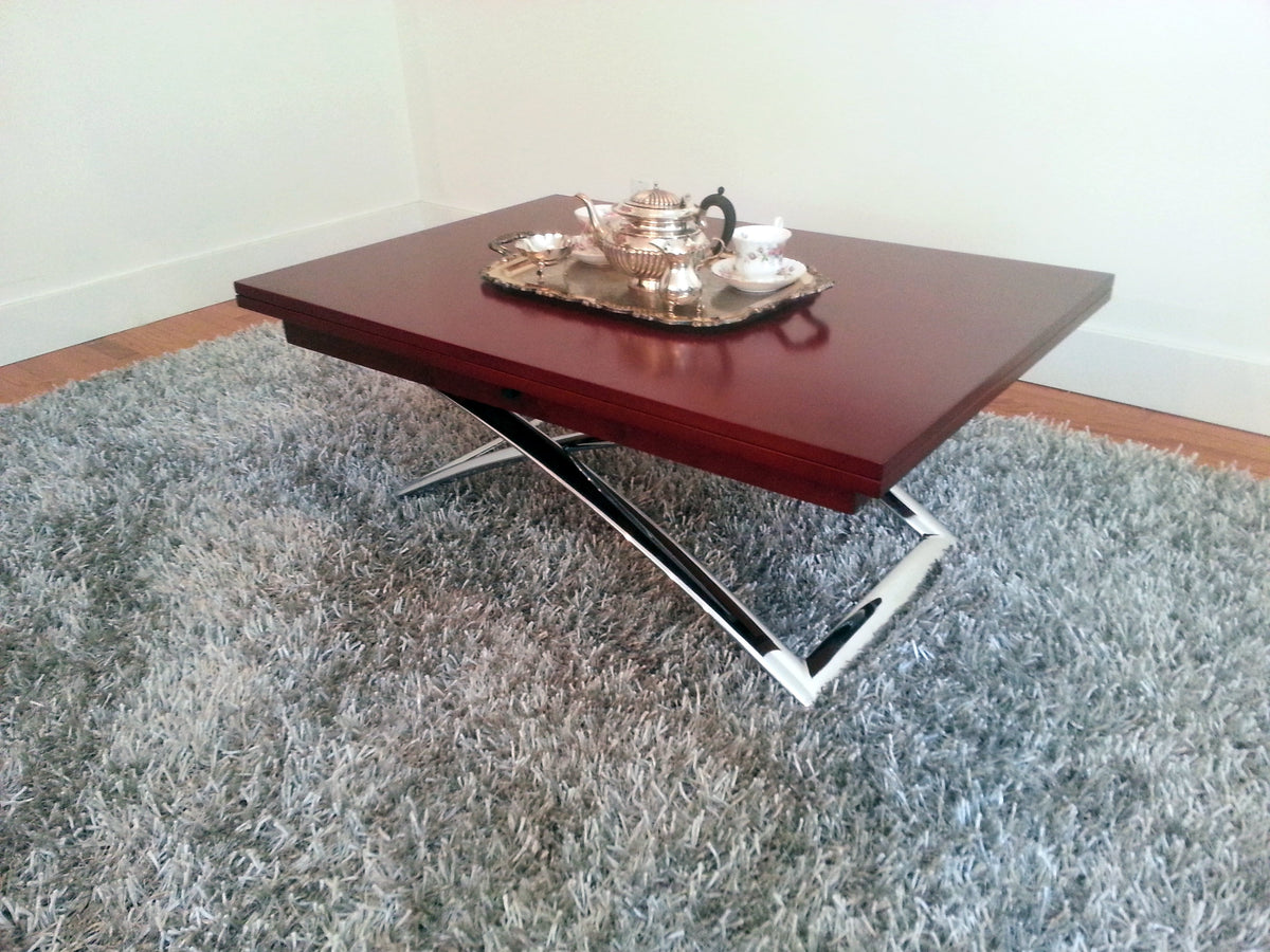 Raising Coffee to Dining Table and Chairs Set, Glossy White