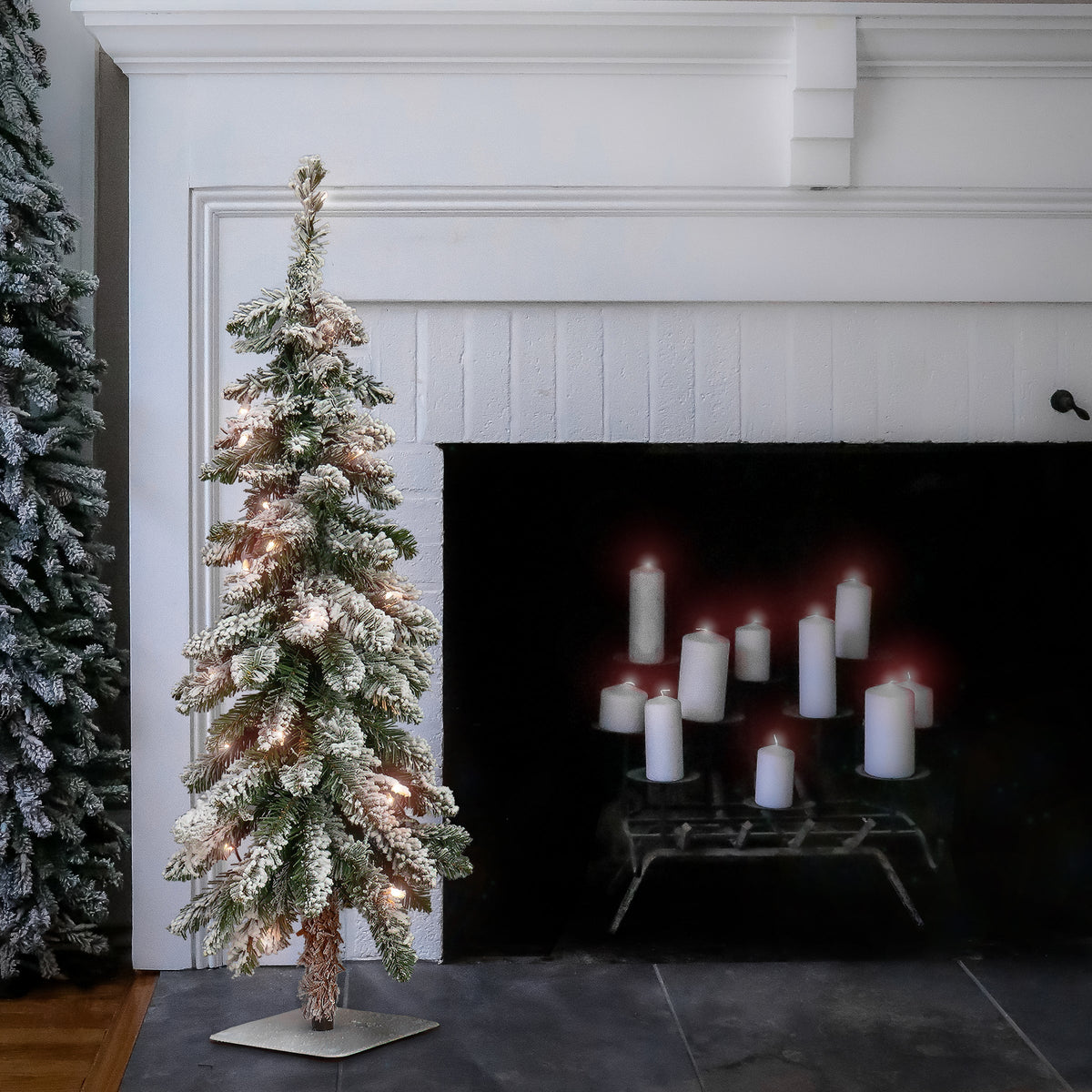 3ft Pre Lit Snowy Downswept Tabletop Christmas Tree, Clear Lights