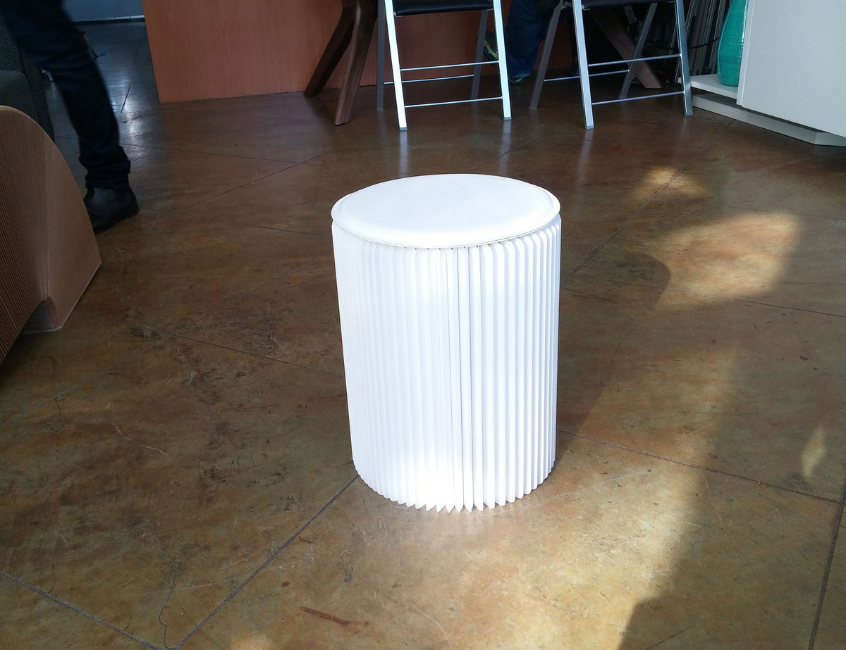 Expanding Paper Seating Set, Bench and 2 Stools, White