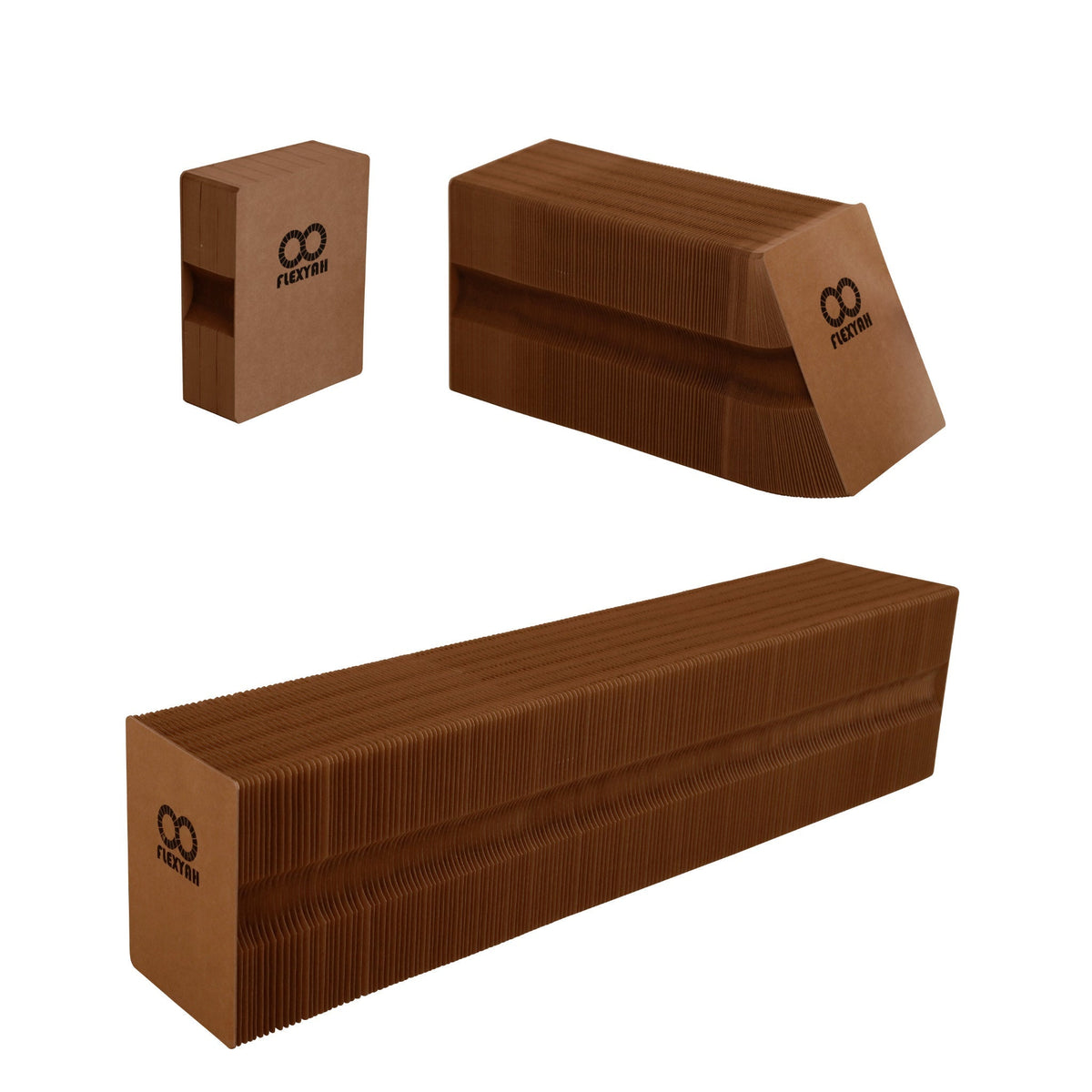 Expanding Paper Seating Set, 2 Benches and 2 Stools, Brown