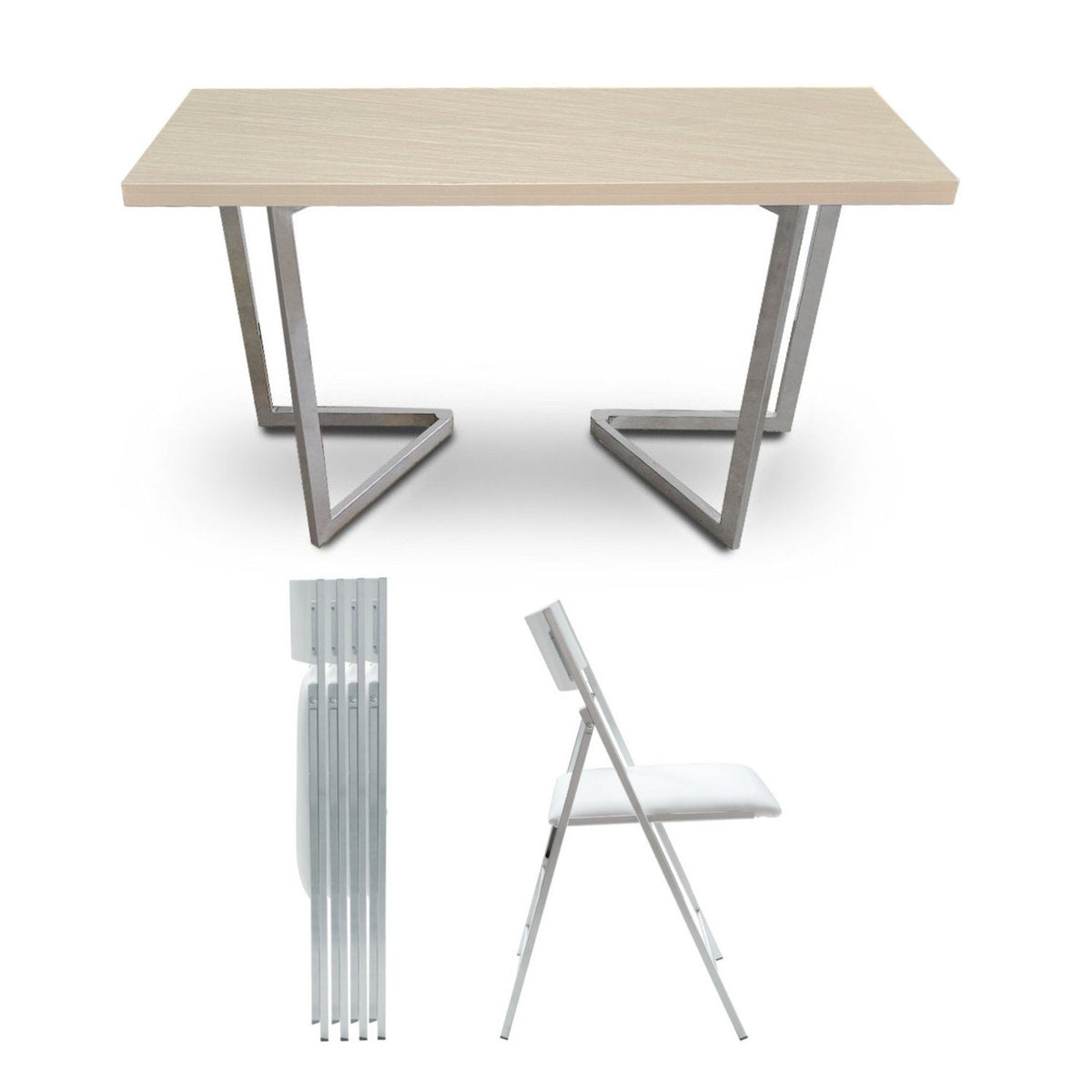 Flip Console to Dining Set with 4 Folding Chairs
