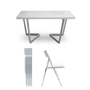 Flip Console to Dining Set with 4 Folding Chairs