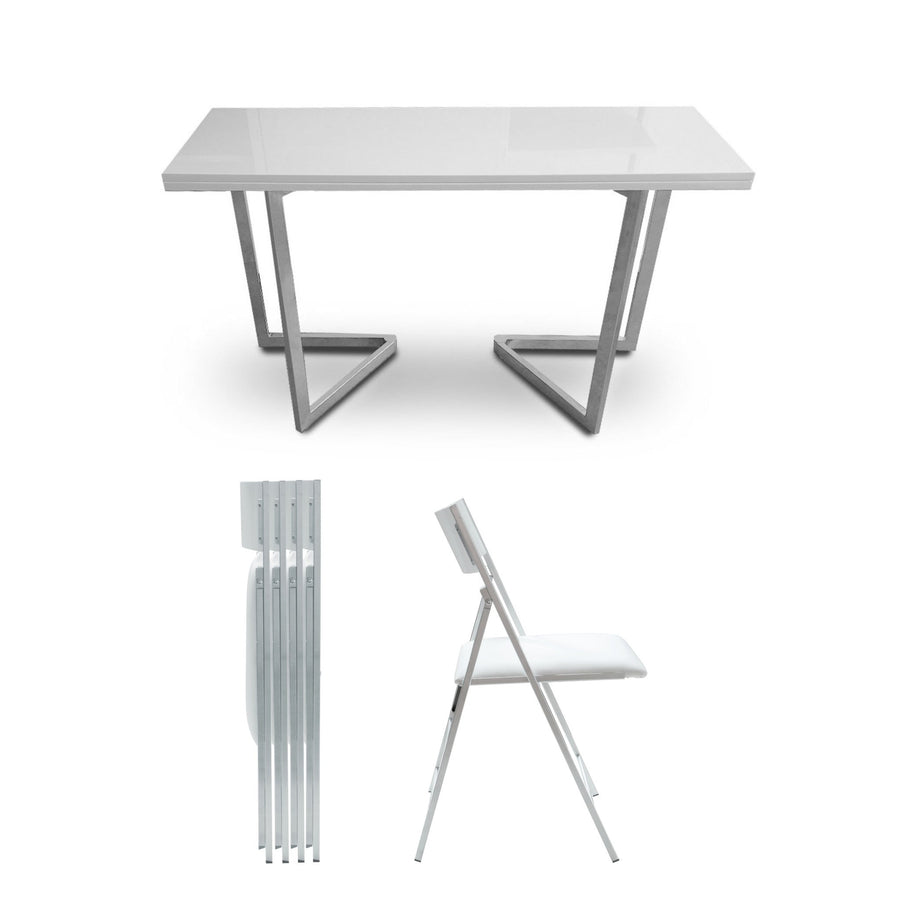 Flip Console to Dining Set with 4 Folding Chairs