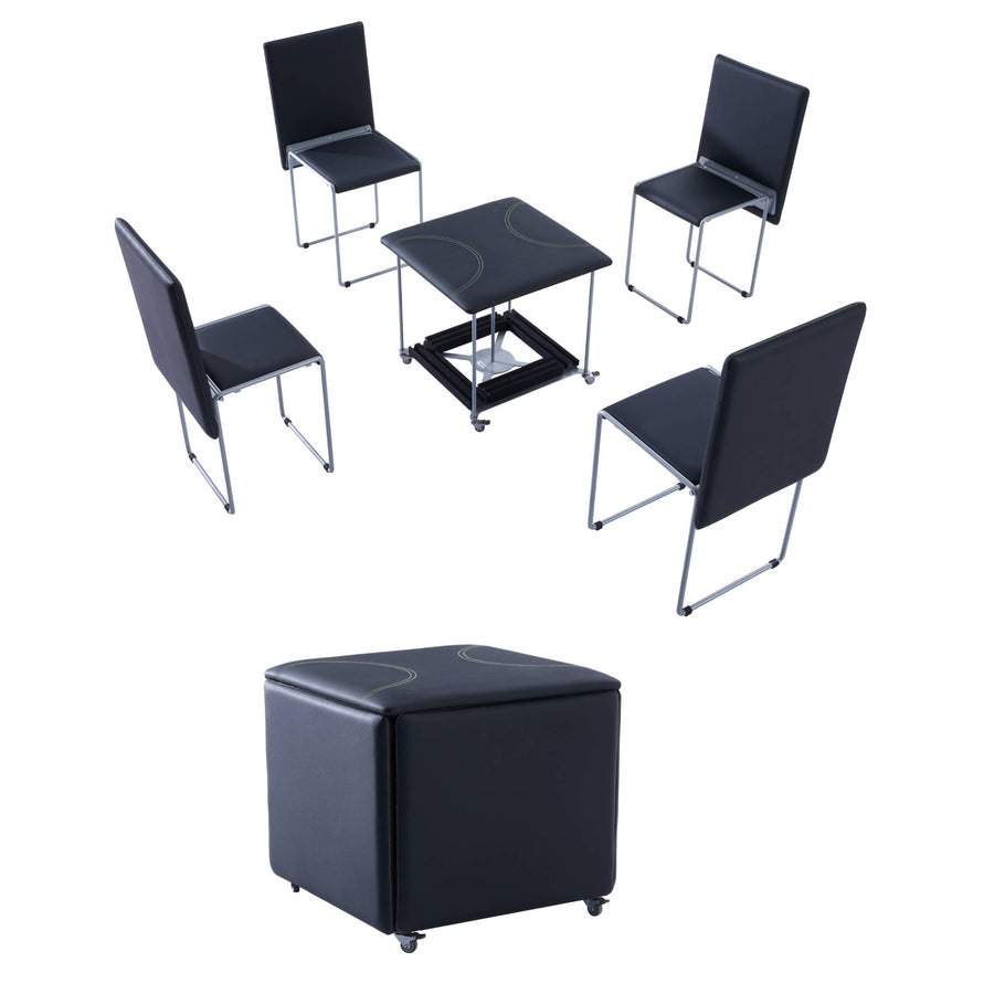 Ottoman Cube with 4 Hidden Folding Chairs