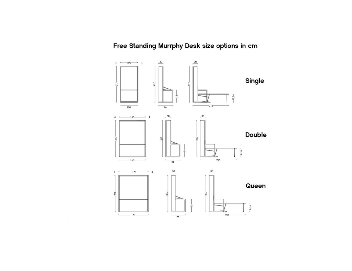 Free Standing Wall Bed with Floating Desk