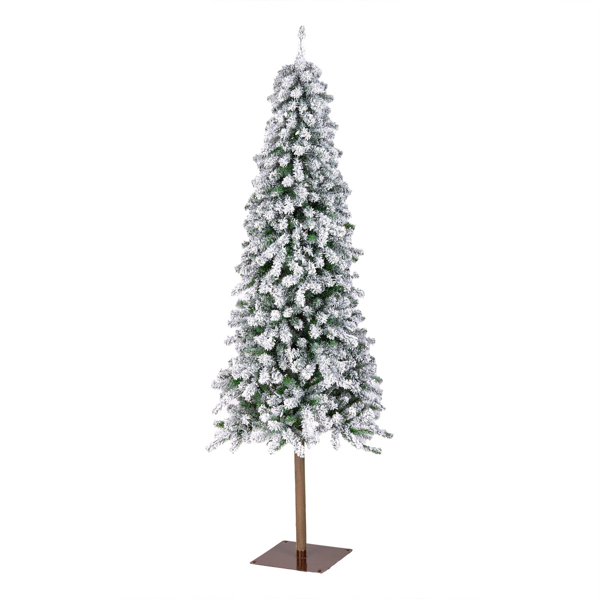 6.5ft Pre Lit Pencil Slim Snowy Alpine Christmas Tree, 200 Clear Lights