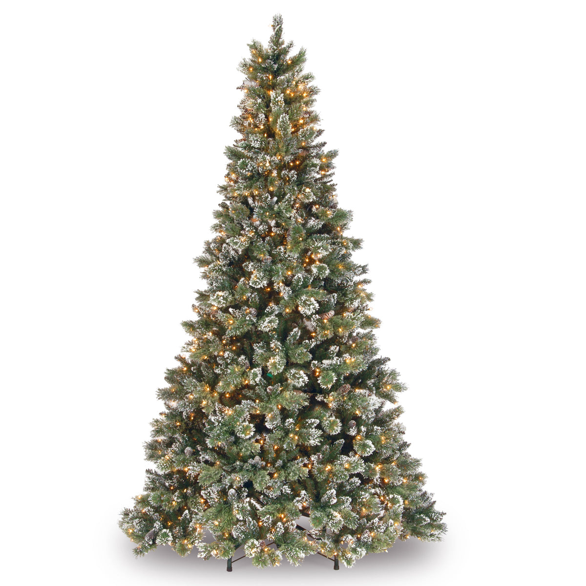 9ft Pre Lit Glitter Bristle Pine Christmas Tree, Clear Lights