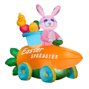 Inflatable Easter Bunny in Carrot Car, 137 cm